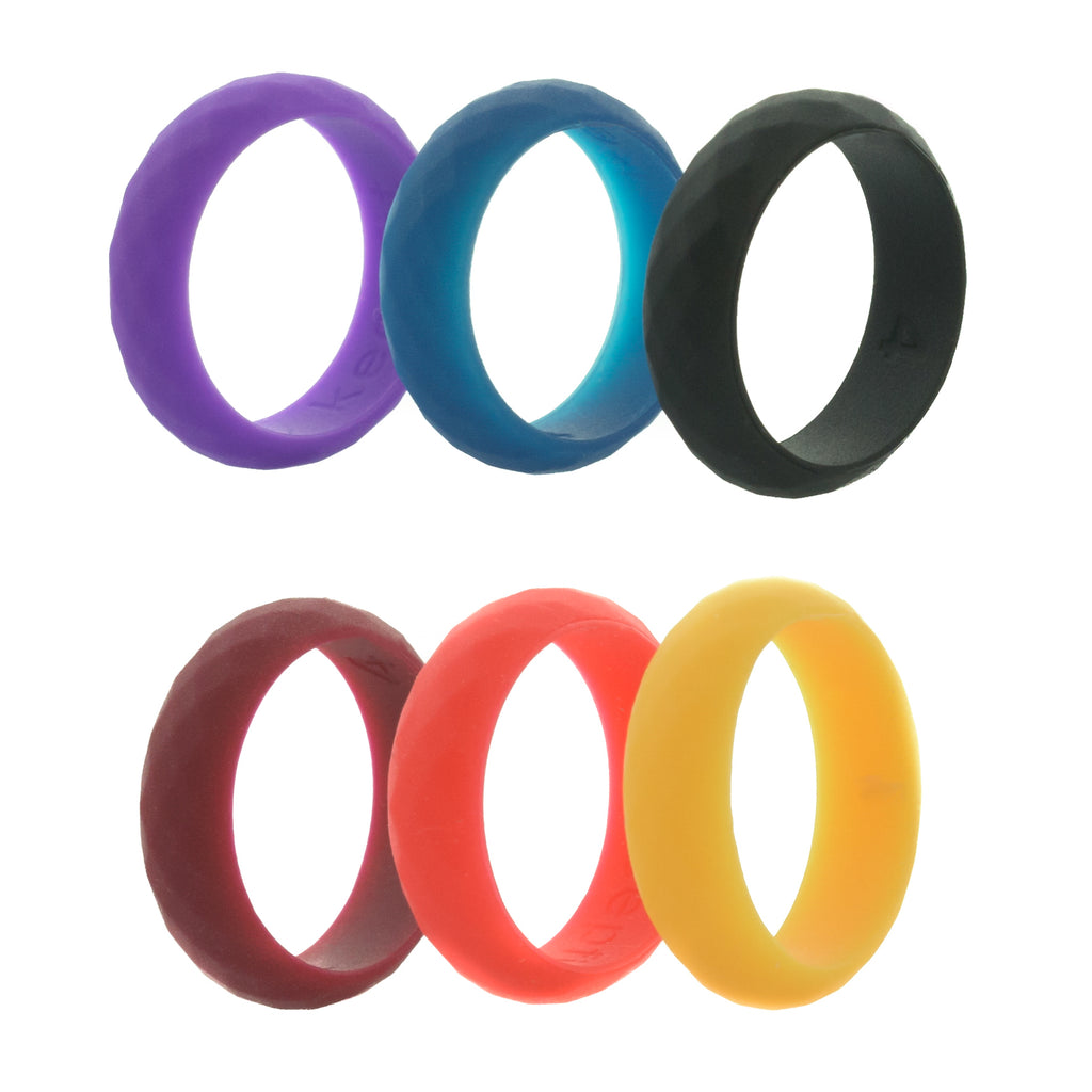 4 Pack - ROQ Silicone Women wedding bands - STACKABLE horizontal lines